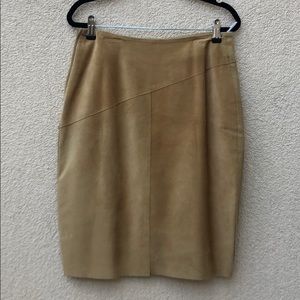 Neto sand color suede lined leather pencil skirt